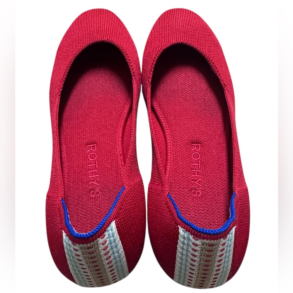 Rothys Red Square Flats Cardinal Size 7